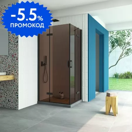 

Душевой угол-ограждение «Vegas Glass» AFA-F Retta 100/80 бронза/чёрный матовый без поддона левый