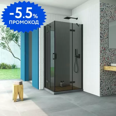 

Душевой угол-ограждение «Vegas Glass» AFA-F Retta 100/90 графит/чёрный матовый без поддона правый