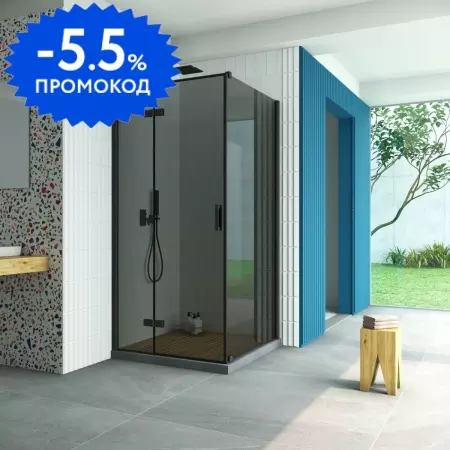 

Душевой угол-ограждение «Vegas Glass» AFP-Fis Retta 90/110 графит/чёрный матовый без поддона левый