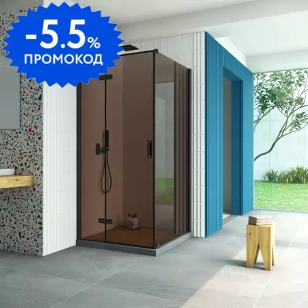 

Душевой угол-ограждение «Vegas Glass» AFP-Fis Retta 110/110 бронза/чёрный матовый без поддона левый