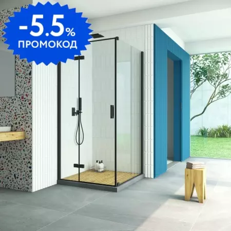 

Душевой угол-ограждение «Vegas Glass» AFP-Fis Retta 120/110 Crystalvision/чёрный матовый без поддона левый