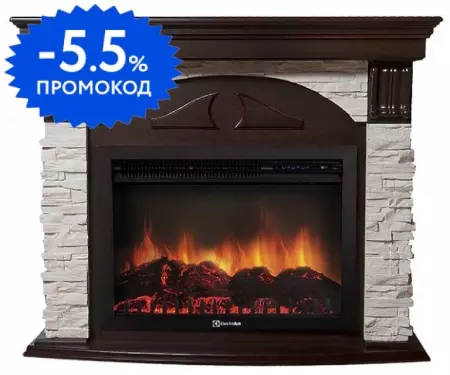 

Портал «Firelight» Torre 30S камень белый/темный дуб, Сланец белый