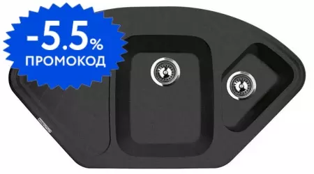 

Мойка для кухни угловая «Lava» A3.BAS 105/56 искусственный камень basalt