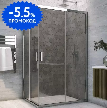 

Душевой угол-ограждение «Vegas Glass» ZA-F Tur Novo 100/80 графит/глянцевый хром без поддона универсальный