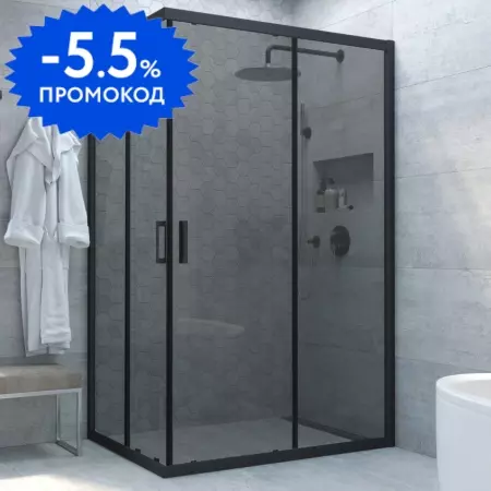 

Душевой угол-ограждение «Vegas Glass» ZA-F Novo h2000 90/80 графит/чёрный матовый без поддона универсальный