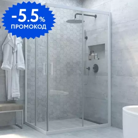 

Душевой угол-ограждение «Vegas Glass» ZA-F Novo h2000 100/80 Crystalvision/белый без поддона универсальный