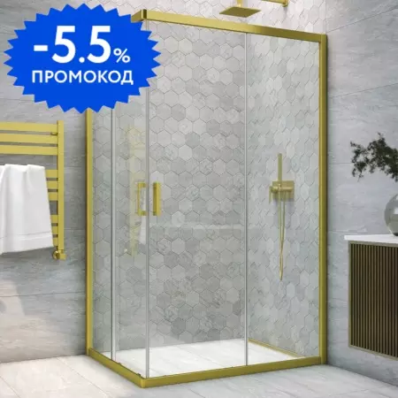

Душевой угол-ограждение «Vegas Glass» ZA-F Novo h2000 120/80 Crystalvision/брашированное золото без поддона универсальный