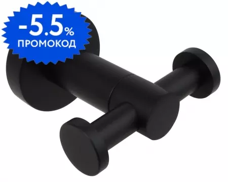 

Двойной крючок «Aquatek» Вега AQ4002MB на стену чёрный матовый