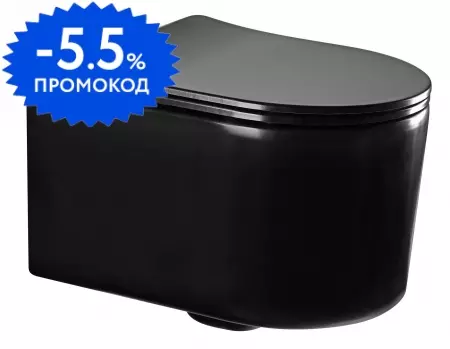 

Подвесной унитаз безободковый «Aquatek» Мия AQ2004-MB черный с сиденьем дюропласт с микролифтом чёрное