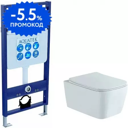 

Комплект инсталляция с унитазом и крышкой «Aquatek» Set Aquatek Либра N cm безободковый белый