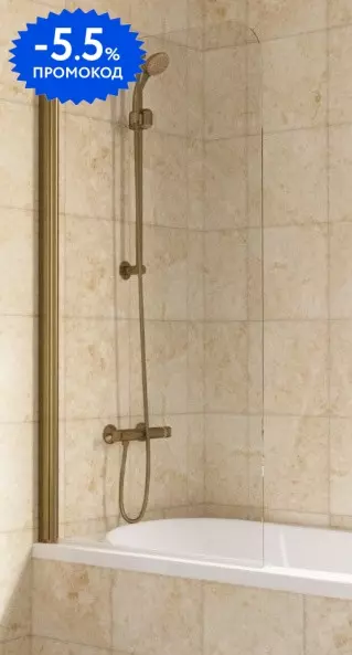 

Шторка на ванну стеклянная «Vegas Glass» Ev Lux 75 Crystal vision/бронза глянцевая левая