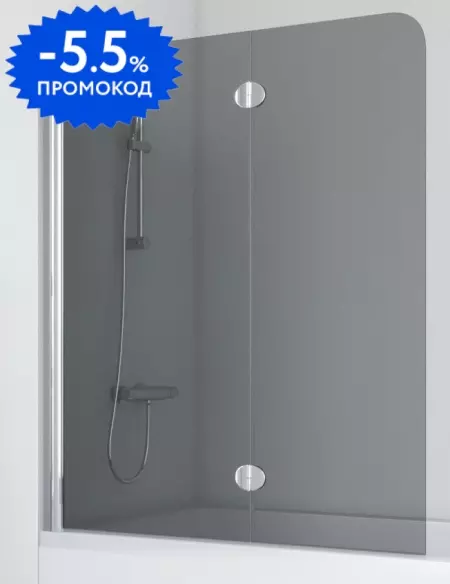 

Шторка на ванну стеклянная «Vegas Glass» E2V 120/139 графит/хром глянцевый левая