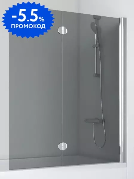 

Шторка на ванну стеклянная «Vegas Glass» E2V 120/139 графит/хром глянцевый правая