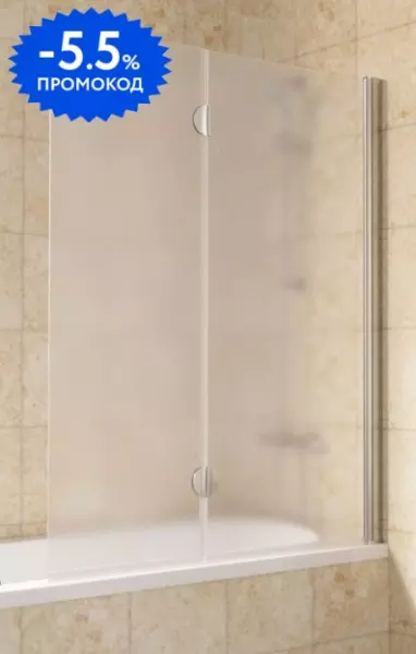 

Шторка на ванну стеклянная «Vegas Glass» E2V Lux 120/150 сатин/хром глянцевый правая