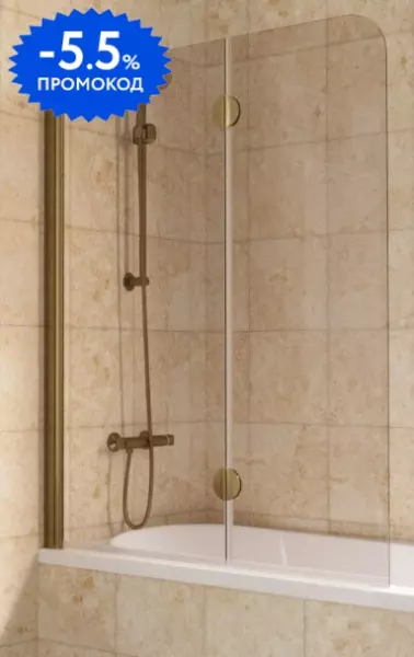 

Шторка на ванну стеклянная «Vegas Glass» E2V Lux 120/150 бронза/бронза левая