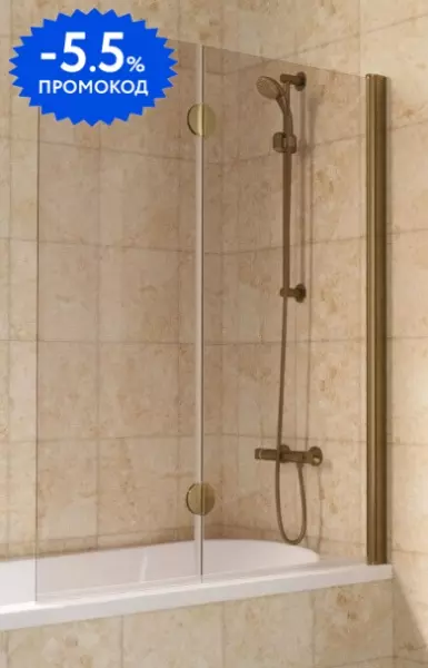 

Шторка на ванну стеклянная «Vegas Glass» E2V Lux 120/150 бронза/бронза правая
