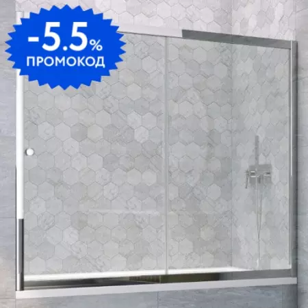 

Шторка на ванну стеклянная «Vegas Glass» ZV Tur Novo 170/140 Crystal vision/хром глянцевый универсальная