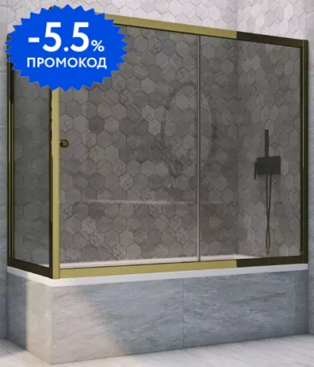 

Шторка на ванну стеклянная «Vegas Glass» ZV+ZVF Tur Novo 150/85 графит/бронза универсальная