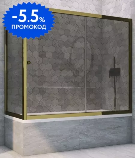 

Шторка на ванну стеклянная «Vegas Glass» ZV+ZVF Tur Novo 160/70 графит/бронза универсальная