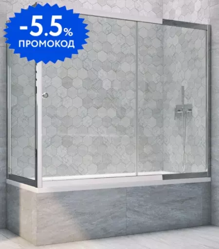 

Шторка на ванну стеклянная «Vegas Glass» ZV+ZVF Tur Novo 160/90 Crystal vision/хром глянцевый универсальная