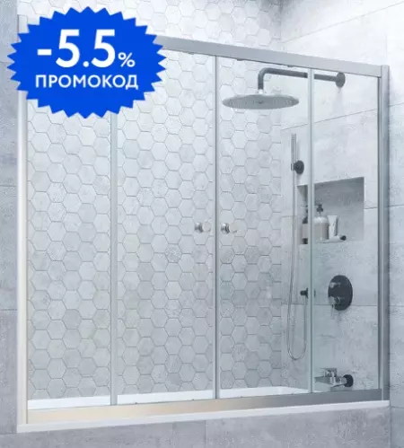 

Шторка на ванну стеклянная «Vegas Glass» Z2V Novo 170/140 Crystal vision/хром матовый