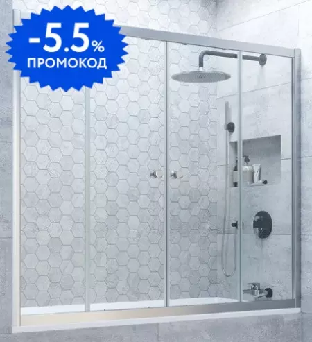

Шторка на ванну стеклянная «Vegas Glass» Z2V Novo 180/140 Crystal vision/хром матовый