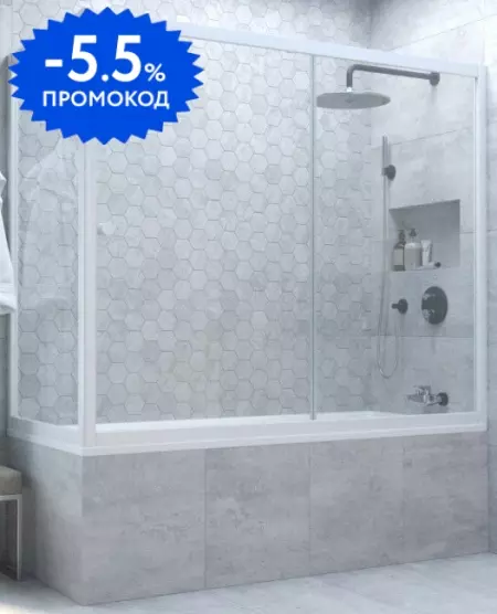

Шторка на ванну стеклянная «Vegas Glass» ZV+ZVF Novo 160/75 Crystal vision/белая универсальная