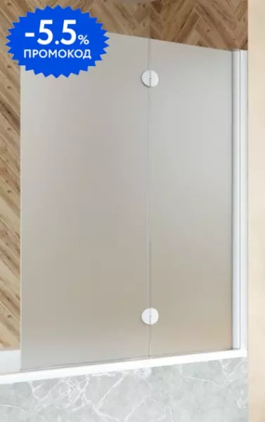 

Шторка на ванну стеклянная «Vegas Glass» E2V Novo 120/139 сатин/белая правая