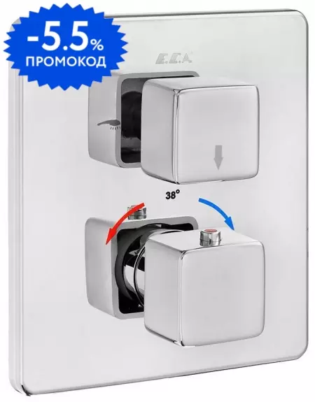 

Внешняя часть смесителя «E.C.A.» 102167216EX-KDE 2 режима хром