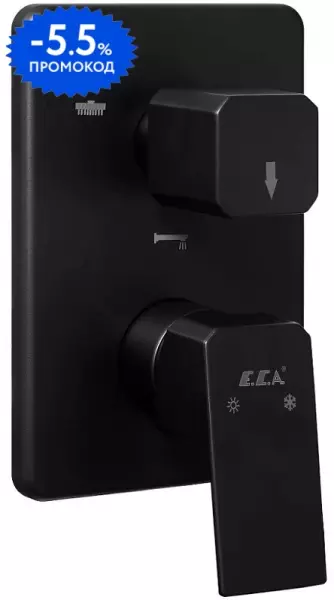 

Внешняя часть смесителя «E.C.A.» Tiera 102167305C1EX-K 3 режима чёрная матовая