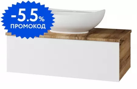 

Тумба с раковиной «Misty» Ива 90 (Гамма 60) подвесная белая/каштан