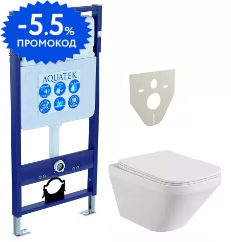 

Комплект инсталляция с унитазом и крышкой «Aquatek» Set Aquatek Лира безободковый белый