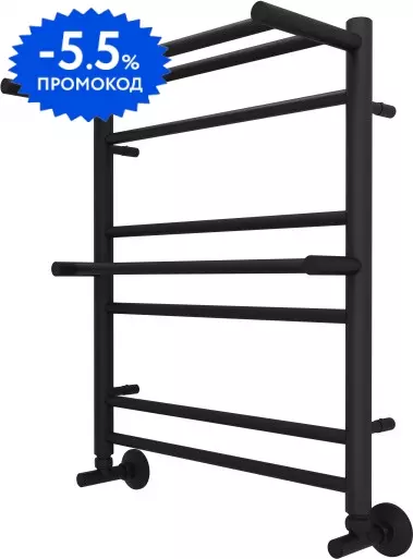 

Водяной полотенцесушитель «Aquatek» Альфа П7 AQ RRP0760BL 50/60 без комплектующих чёрный муар с полкой