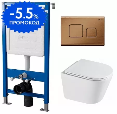 

Комплект инсталляция с унитазом, крышкой и кнопкой смыва «Point» PN48303BB (инсталляция PN45120/клавиша Афина/унитаз Венера) безободковый белый