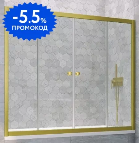 

Шторка на ванну стеклянная «Vegas Glass» Z2V Novo 200/140 Crystal vision/золото матовое