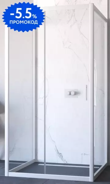 

Душевой угол-ограждение «Vegas Glass» ZP-U Novo h2000 100/90 Crystal vision/белый без поддона универсальный
