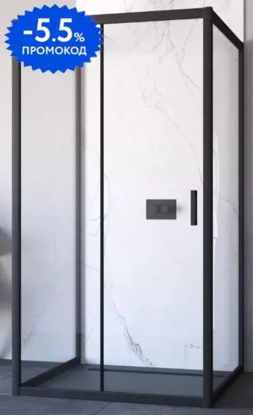 

Душевой угол-ограждение «Vegas Glass» ZP-U Novo h2000 100/90 прозрачный/чёрный матовый без поддона универсальный