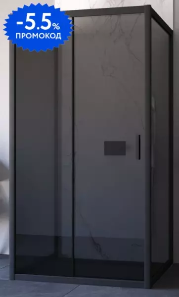 

Душевой угол-ограждение «Vegas Glass» ZP-U Novo h2000 100/100 графит/чёрный матовый без поддона универсальный