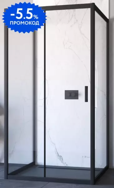 

Душевой угол-ограждение «Vegas Glass» ZP-U Novo h2000 / Crystal vision/чёрный матовый без поддона универсальный
