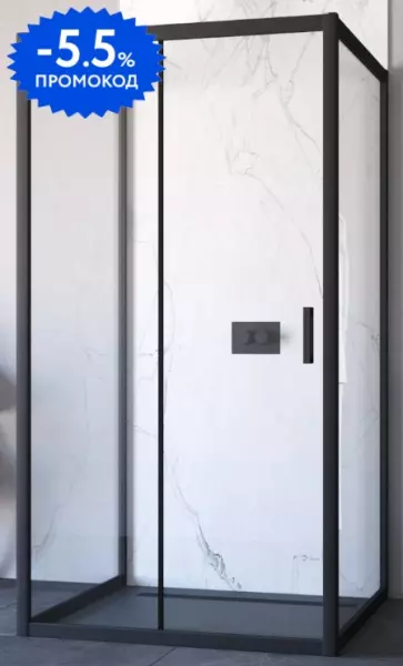 

Душевой угол-ограждение «Vegas Glass» ZP-U Novo h2000 120/100 прозрачный/чёрный матовый без поддона универсальный