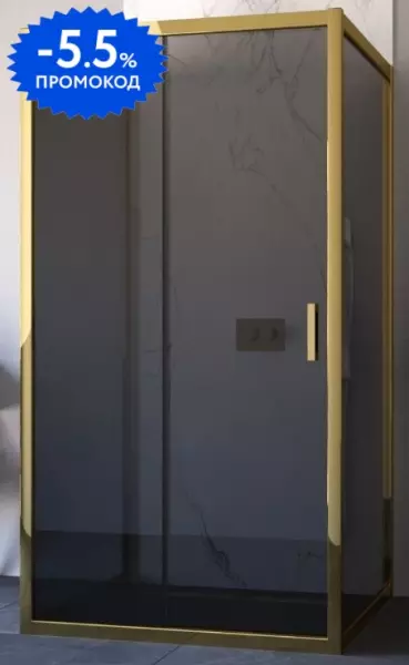 

Душевой угол-ограждение «Vegas Glass» ZP-U TUR Novo 100/90 графит/золото глянцевое без поддона универсальный