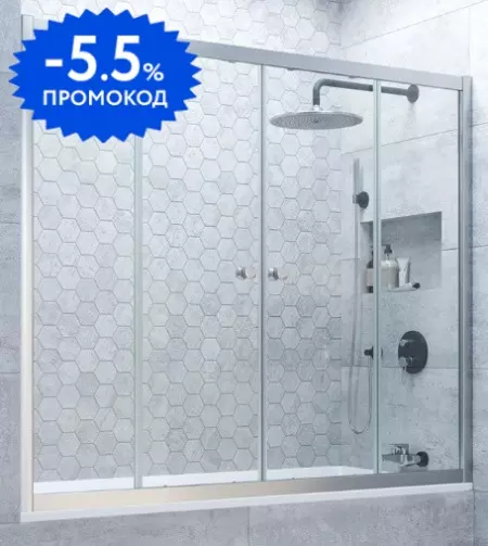 

Шторка на ванну стеклянная «Vegas Glass» Z2V Novo 165/140 прозрачная/хром матовая