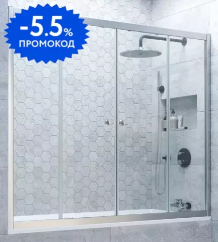 

Шторка на ванну стеклянная «Vegas Glass» Z2V Novo 175/140 прозрачная/хром матовая