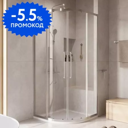 Душевой угол-ограждение «Cezares» Relax-304-R-2-90-C-CR 90/90 прозрачный/глянцевый хром четверть круга без поддона
