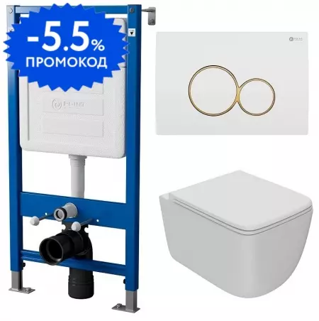 

Комплект инсталляция с унитазом, крышкой и кнопкой смыва «Point» PN48234WG (PN45120/клавиша Виктория/унитаз Меркурий) безободковый белый матовый