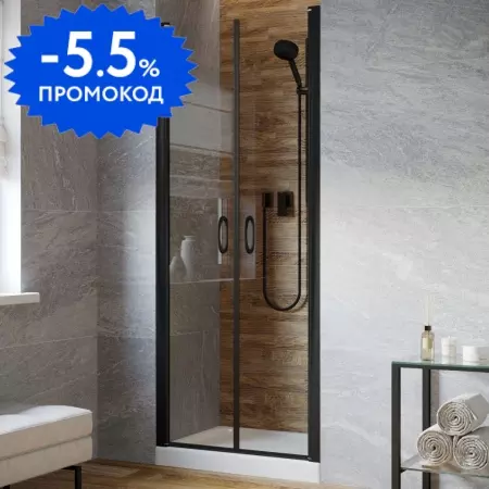 

Душевая дверь «Vegas Glass» E2P Lux 95/199,5 crystalvision/чёрная матовая универсальная