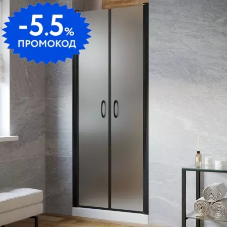 

Душевая дверь «Vegas Glass» E2P Lux 110/199,5 сатин/чёрная матовая универсальная
