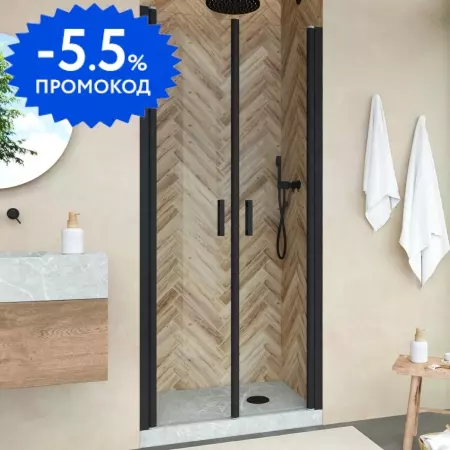 

Душевая дверь «Vegas Glass» E2P Novo 110/189 crystalvision/чёрная матовая универсальная
