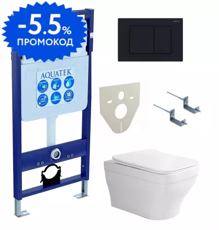 

Комплект инсталляция с унитазом, крышкой и кнопкой смыва «Aquatek» Set Aquatek Амадео-012 4в1 (инсталляция/унитаз с сиденьем/крепеж/звукоизоляционная прокладка) безободковый белый