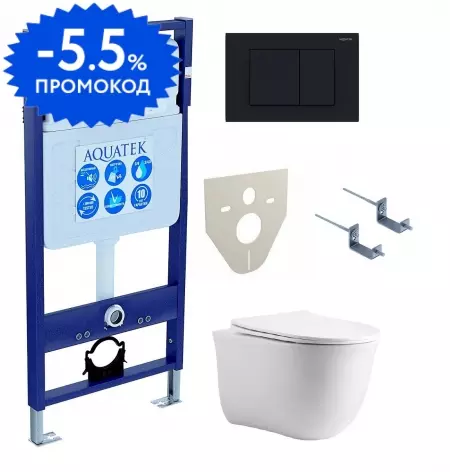 

Комплект инсталляция с унитазом, крышкой и кнопкой смыва «Aquatek» Set Aquatek Классик cm-012 4в1 (инсталляция/унитаз с сиденьем/крепеж/звукоизоляционная прокладка) безободковый белый